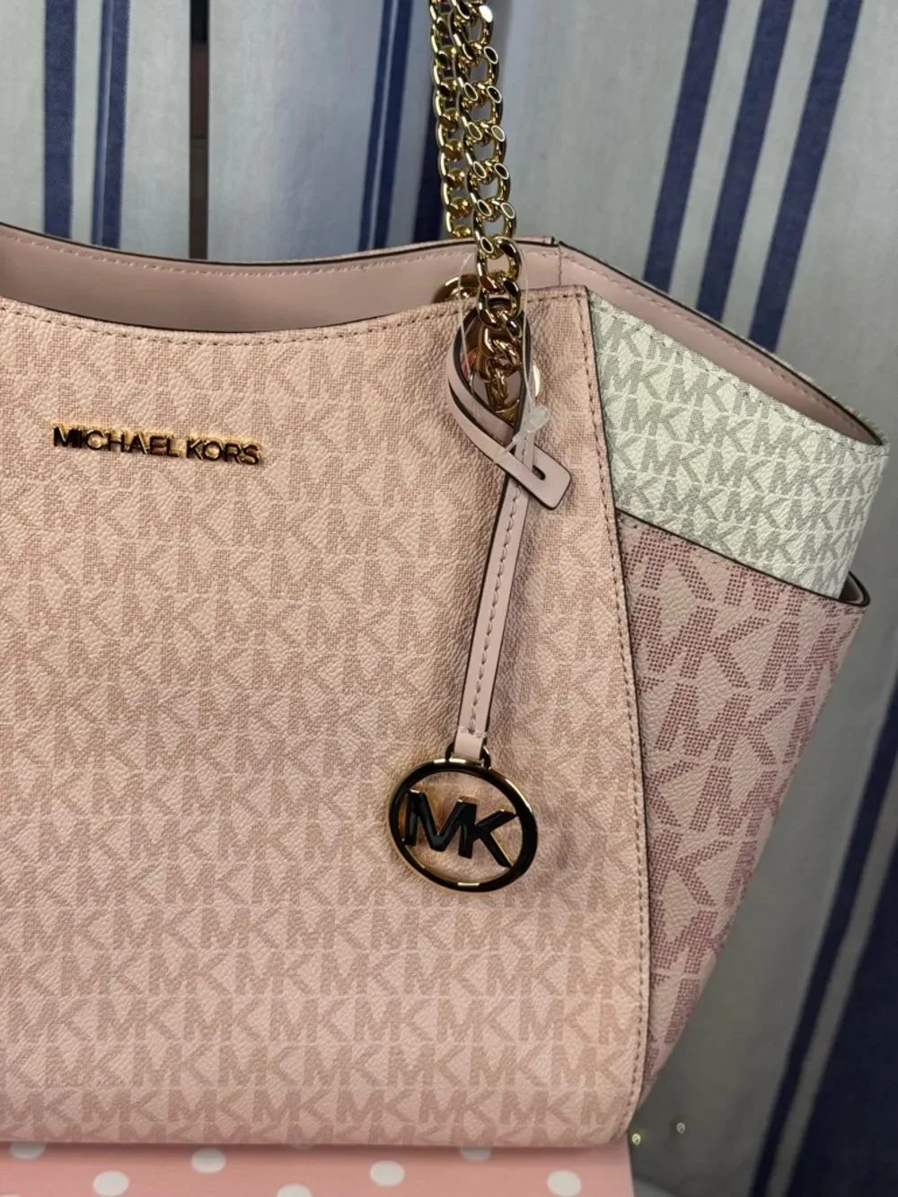 Michael Kors Jet Set Travel Large Shoulder Tote in Powder Blush Multi